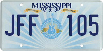 MS license plate JFF105