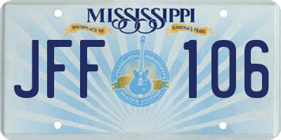 MS license plate JFF106