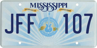 MS license plate JFF107