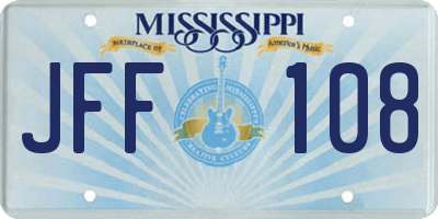 MS license plate JFF108