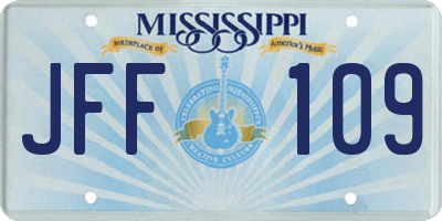 MS license plate JFF109