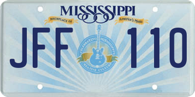 MS license plate JFF110