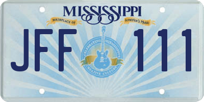 MS license plate JFF111