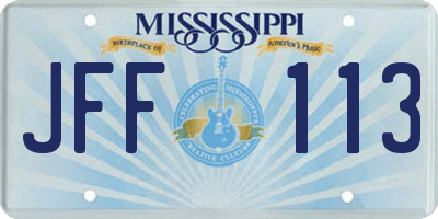 MS license plate JFF113