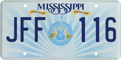 MS license plate JFF116