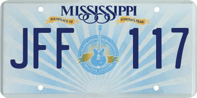 MS license plate JFF117