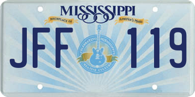 MS license plate JFF119