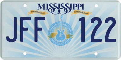 MS license plate JFF122