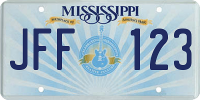 MS license plate JFF123