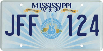 MS license plate JFF124