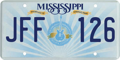 MS license plate JFF126