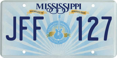 MS license plate JFF127