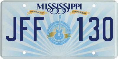 MS license plate JFF130