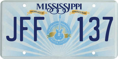 MS license plate JFF137