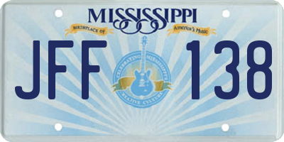 MS license plate JFF138