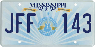 MS license plate JFF143