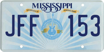 MS license plate JFF153