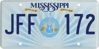MS license plate JFF172