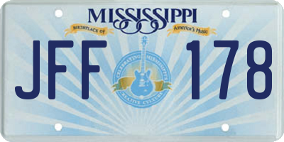 MS license plate JFF178