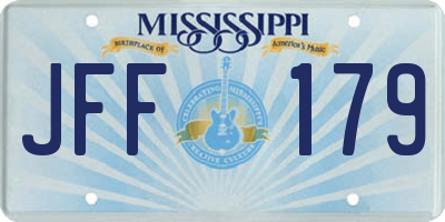 MS license plate JFF179