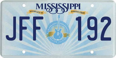 MS license plate JFF192
