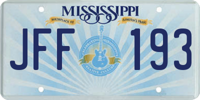 MS license plate JFF193