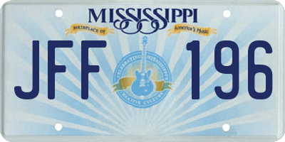 MS license plate JFF196