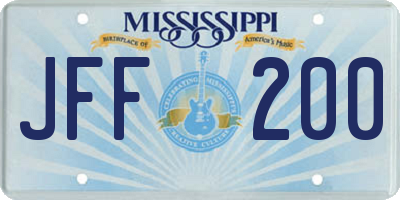 MS license plate JFF200