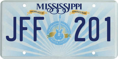 MS license plate JFF201