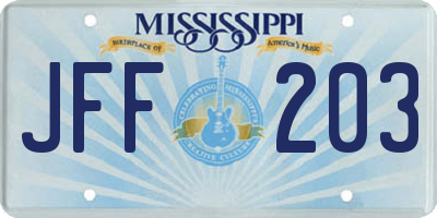 MS license plate JFF203