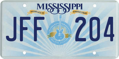 MS license plate JFF204