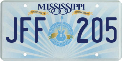 MS license plate JFF205