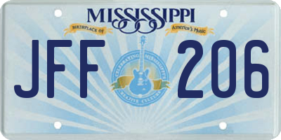 MS license plate JFF206