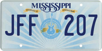 MS license plate JFF207