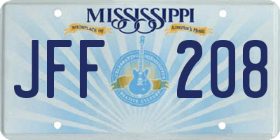 MS license plate JFF208