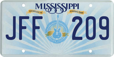 MS license plate JFF209