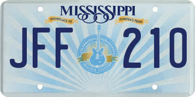 MS license plate JFF210
