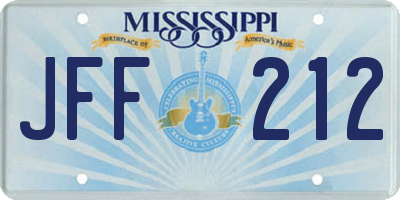MS license plate JFF212