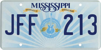 MS license plate JFF213