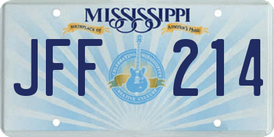 MS license plate JFF214