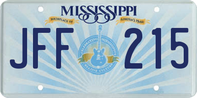 MS license plate JFF215