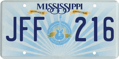 MS license plate JFF216