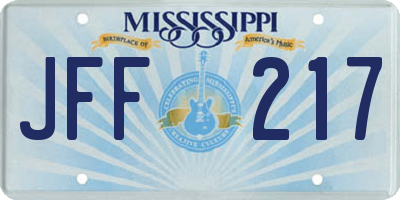 MS license plate JFF217