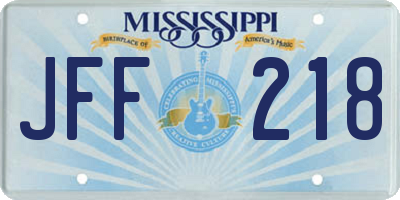 MS license plate JFF218