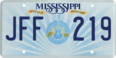 MS license plate JFF219