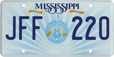 MS license plate JFF220