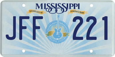MS license plate JFF221