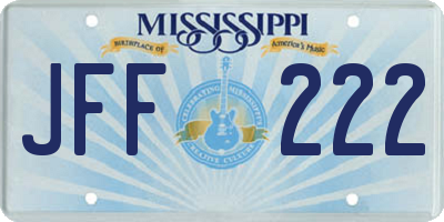 MS license plate JFF222