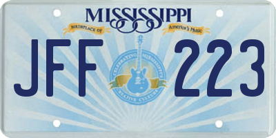 MS license plate JFF223
