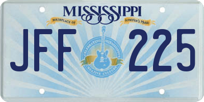 MS license plate JFF225